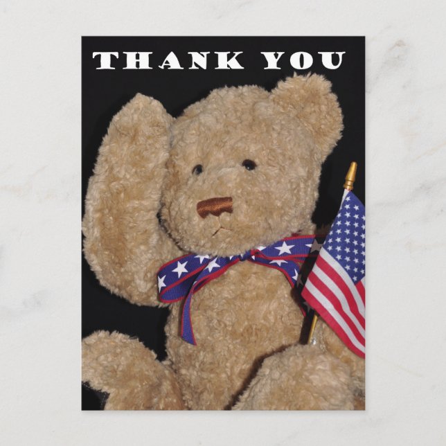 Carte Postale Merci Patriotique Teddy Bear (Devant)