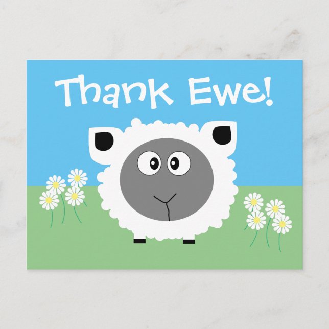 Carte Postale Merci Personnalisé Cute Funny Sheep Daisy (Devant)