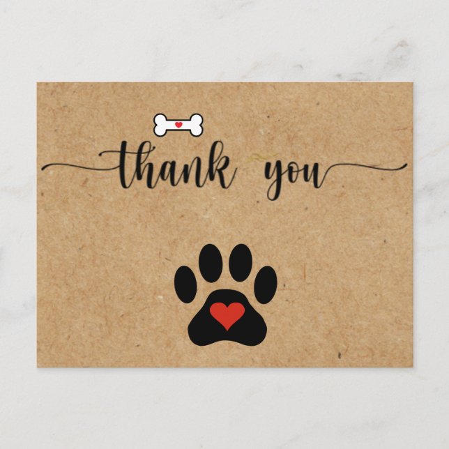 Carte Postale Merci Personnalisé Russe Paw Chien (Devant)