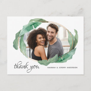Carte Postale Merci photo avec Feuilles de bananes tropicales