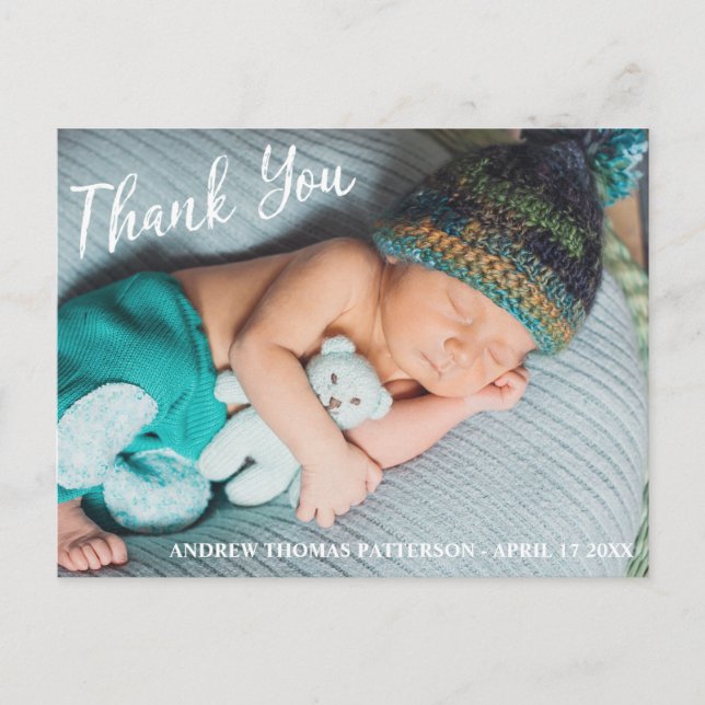 Carte Postale Merci | Photo bébé moderne (Devant)