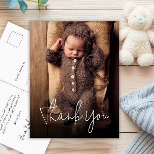 Carte Postale Merci photo de Baby shower manuscrit moderne