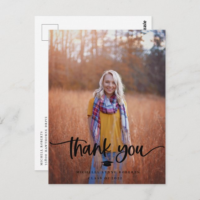 Carte postale Merci photo de diplôme (Devant / Derrière)