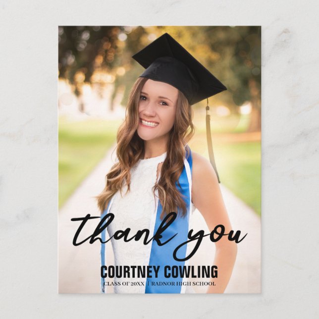 Carte Postale Merci photo de graduation de la main moderne (Devant)