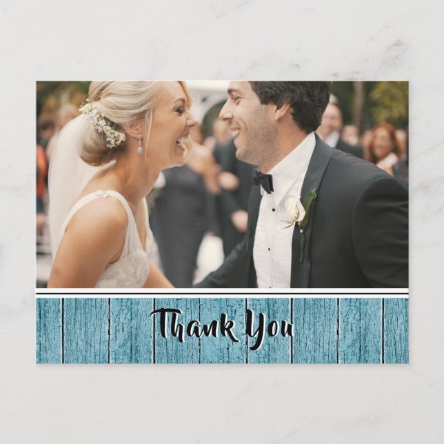 Carte Postale Merci photo de Mariage de la frontière Rustique bl (Devant)