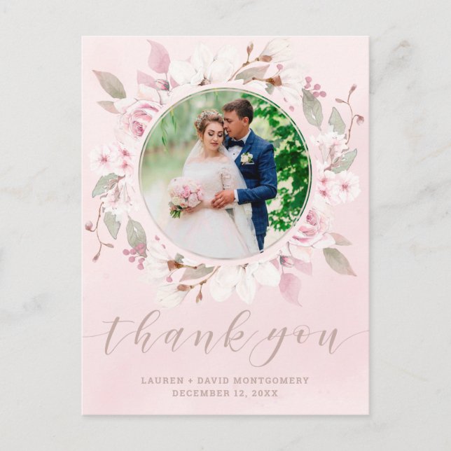 Carte Postale Merci photo de Mariage de Rose flou (Devant)