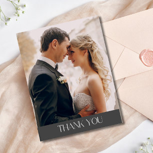 Carte Postale Merci photo de mariage élégant
