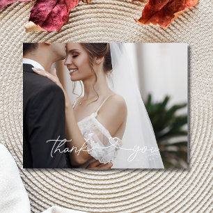 Carte Postale Merci photo de mariage simple et élégant