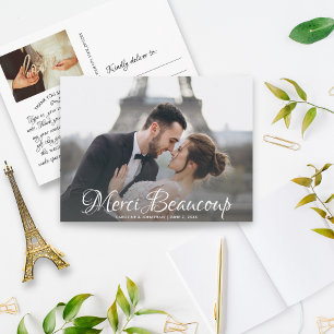 Carte Postale Merci photo du Mariage du script Merci Beaucoup