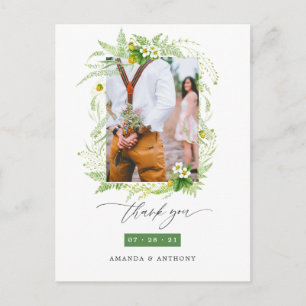 Carte Postale Merci photo du Mariage Woodland Greenery