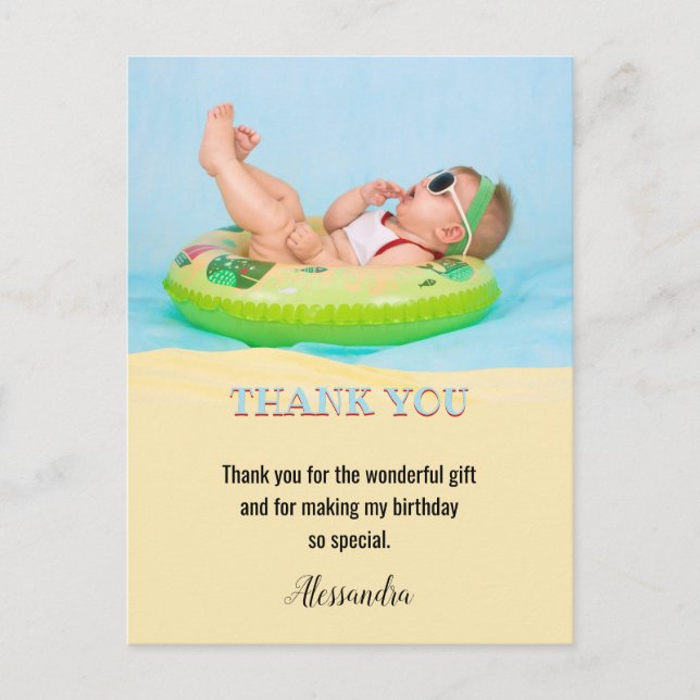 Carte Postale Merci photo du parti Anniversaire de enfant (Devant)