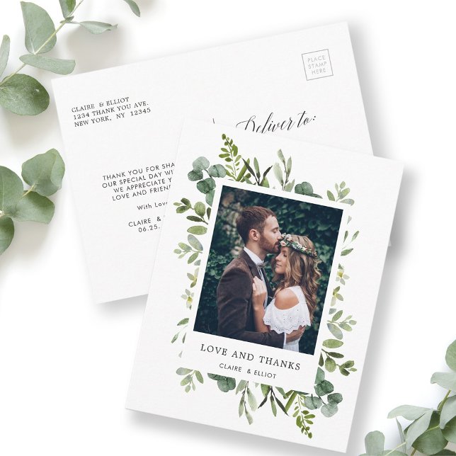 Carte Postale Merci photo Eucalyptus Green Foliage (Front & Back)