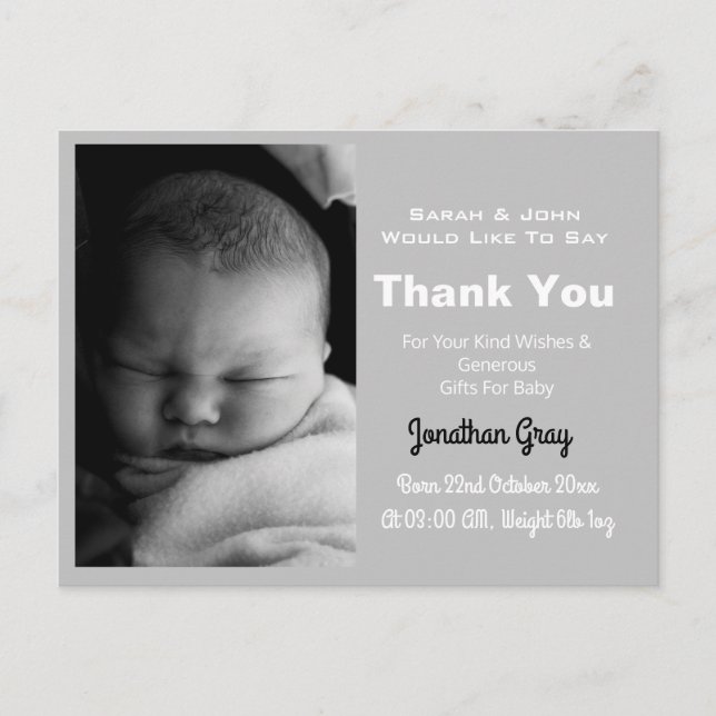 Carte postale Merci Photo Faire-part de naissance  (Devant)