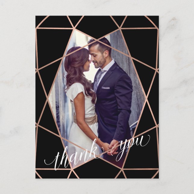 Carte Postale Merci photo géométrique moderne Faux Rose Gold (Devant)