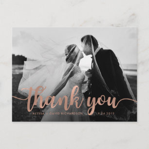 Carte Postale Merci photo Glam Faux Rose Gold Mariage