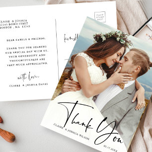 Carte Postale Merci photo Mariage à la main élégant