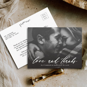 Carte Postale Merci photo Mariage de calligraphie blanche élégan