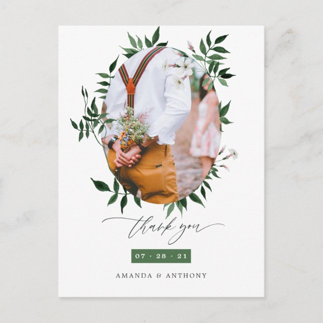 Carte Postale Merci photo Mariage de la forêt d'aquarelle (Devant)