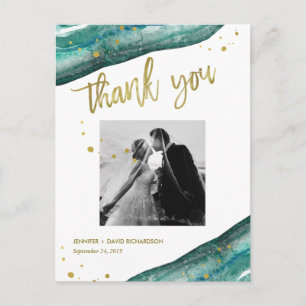 Carte Postale Merci photo Mariage de la Géode turquoise et Gold