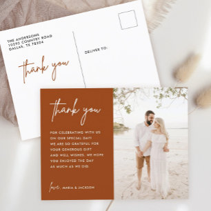 Carte Postale Merci photo Mariage de rouille orange brûlé