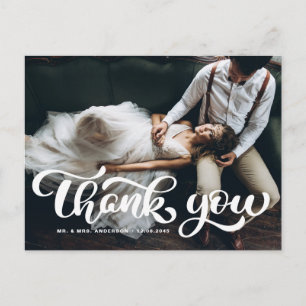 Carte Postale Merci photo Mariage de script retro en gras blanc