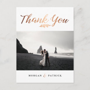 Carte Postale Merci photo Mariage Gold Script