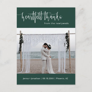 Carte Postale Merci photo Mariage minimaliste Emerald Green