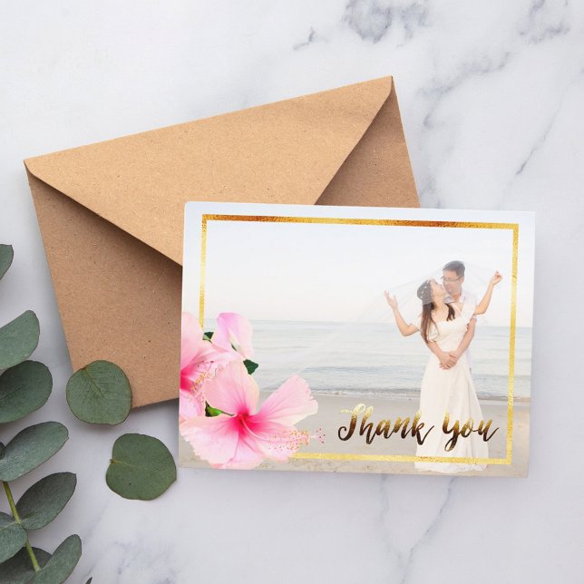 Carte Postale Merci photo mariage rose floral (Créateur téléchargé)
