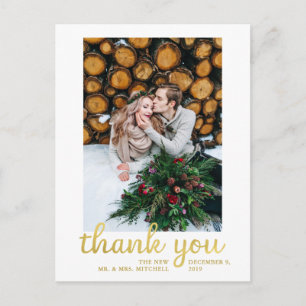 Carte Postale Merci photo Mariage Rustique Faux Gold
