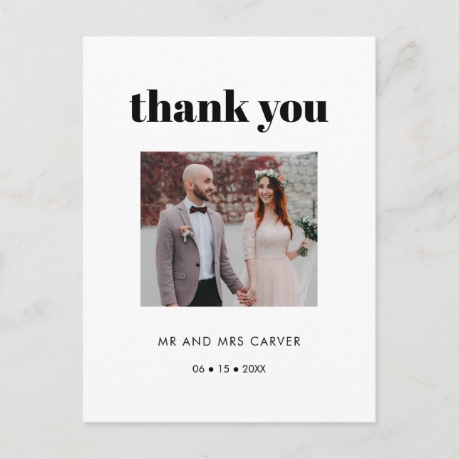 Carte Postale Merci photo mariage simple et élégant (Devant)