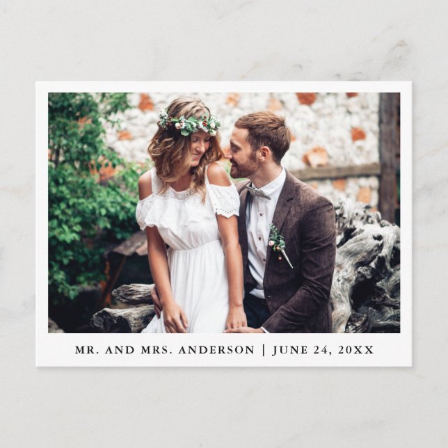 Carte Postale Merci photo minimaliste Mariage Wht (Devant)