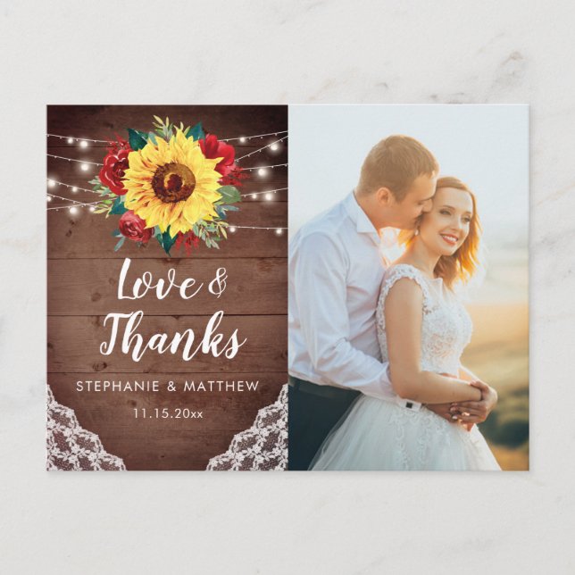 Carte Postale Merci photo Rustique Mariage de dentelle de tourne (Devant)