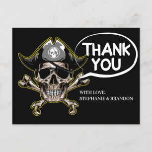 Carte Postale Merci Pirate thème Fête Adulte Os crâne