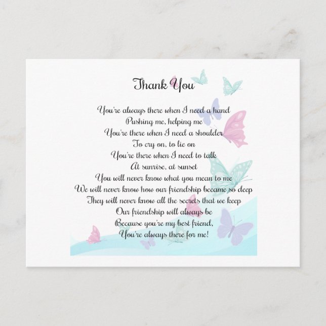Carte Postale Merci Poem (Devant)
