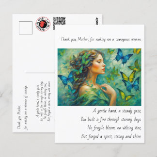 Carte Postale Merci, Poème pour Maman