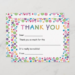 Carte Postale Merci Pois coloré pour enfants