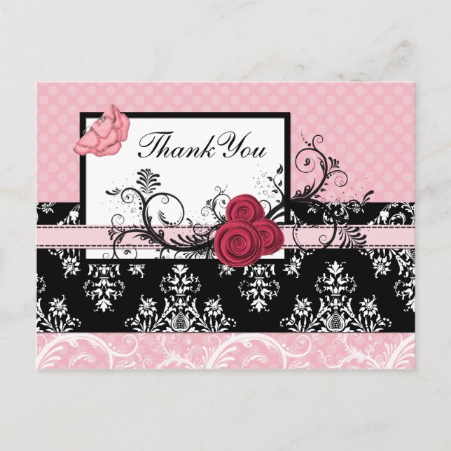 Carte Postale Merci pois rose pastel (Devant)