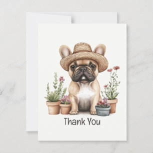 Carte Postale Merci Pot de fleurs de jardinage de bouledogue fra