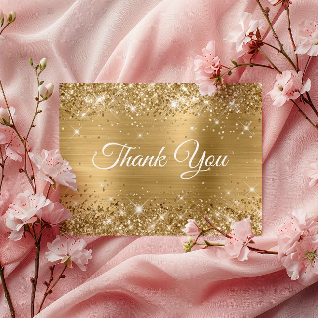 Carte Postale Merci pour ces 60 ans - Or Pailleté Feuille dorée (Glittery Silver Foil 60th Birthday Thank You Postcard)