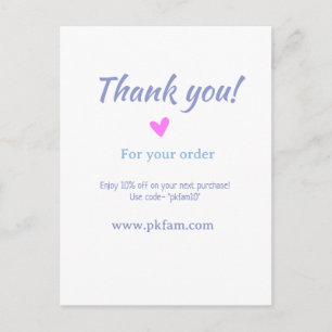 Carte Postale Merci pour l'achat détail de l'entreprise familial