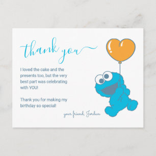Carte Postale Merci pour le 1er anniversaire de Cookie Monster