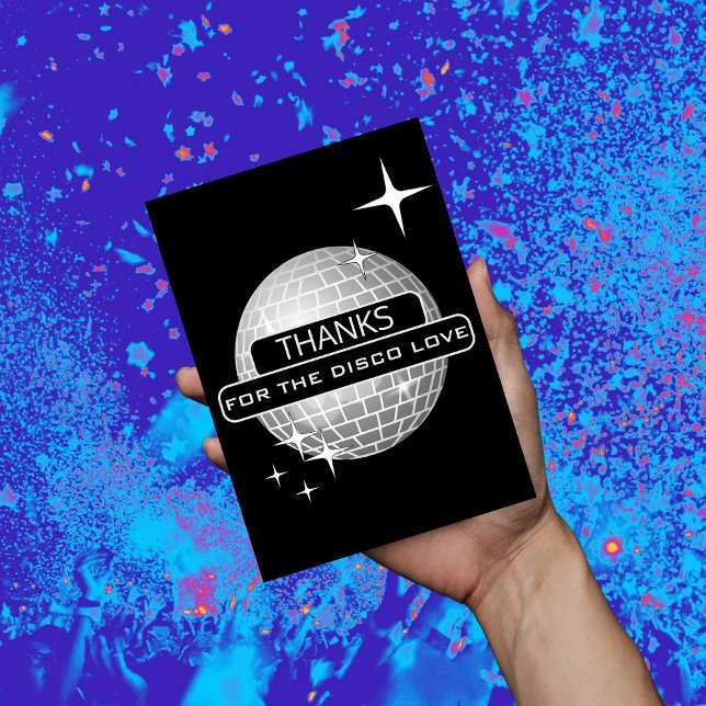 Carte Postale MERCI Pour le Bal d'anniversaire Rétro Disco Love (Thanks Disco Love Postcard)