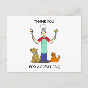 Carte Postale Merci pour le barbecue, Dessin.