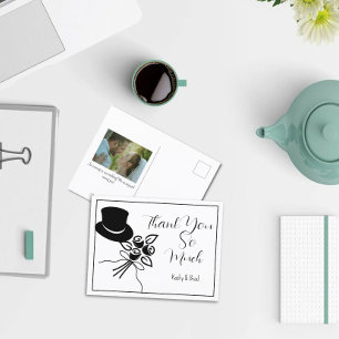 Carte Postale Merci pour le Mariage de script B/W minimaliste il