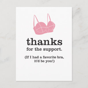 Carte Postale Merci pour le soutien / Bra Joke Merci