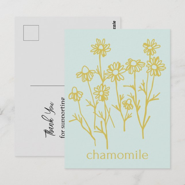 Carte Postale Merci Pour Le Soutien De Mon Entreprise Chamomile (Devant / Derrière)