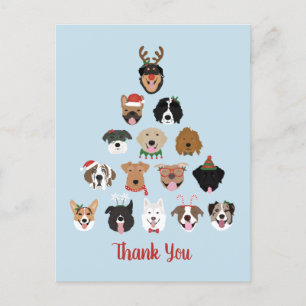 Carte Postale Merci pour les Pawlidays Joyeux Chien Sapin de Noë