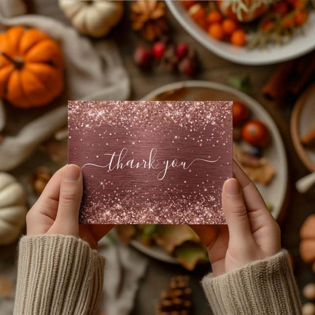 Carte Postale Merci pour mes 40 ans, Brick Rouge Pailleté (Glittery Brick Red Foil 40th Birthday Thank You Postcard)