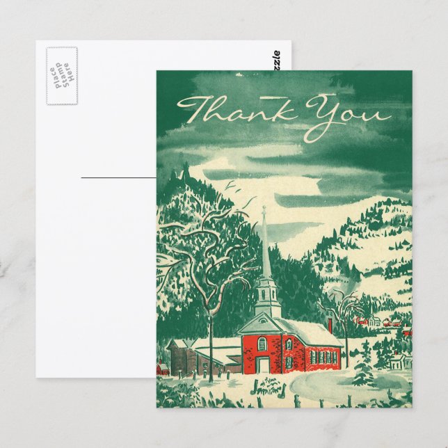 Carte Postale Merci pour Noël Vintage (Devant / Derrière)