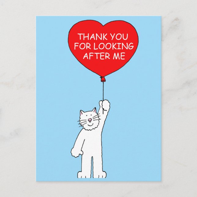 Carte Postale Merci pour s'occuper du chat (Devant)